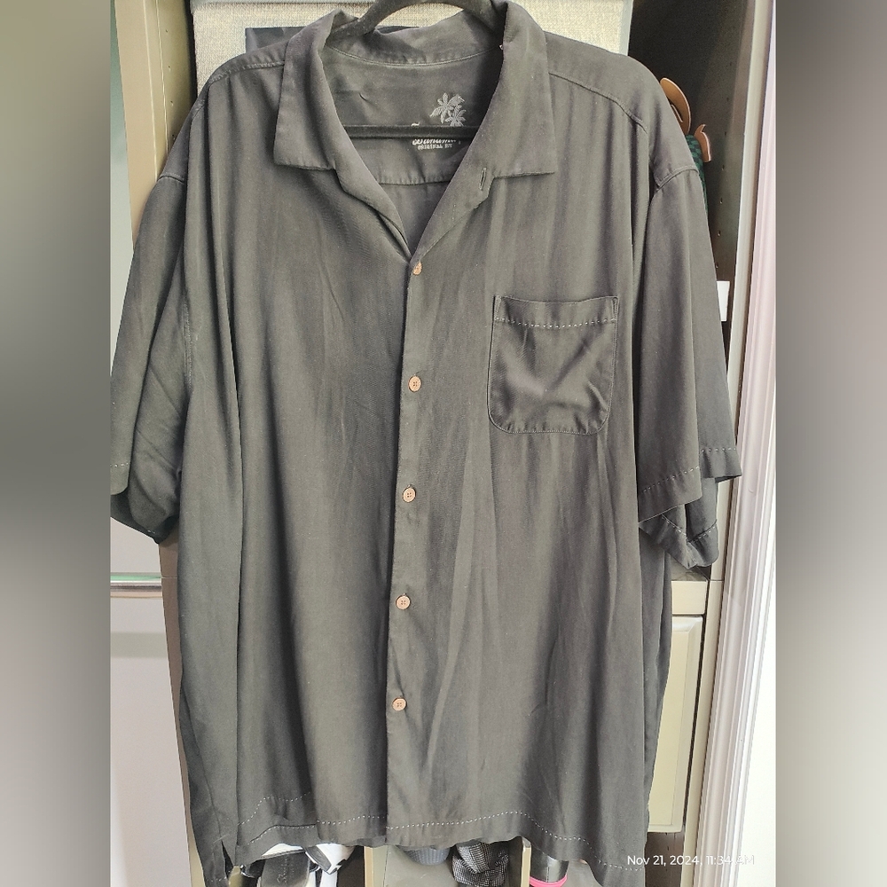 Tommy Bahama Short Sleeve Men's Shirt - 3XL Gray Big and Tall